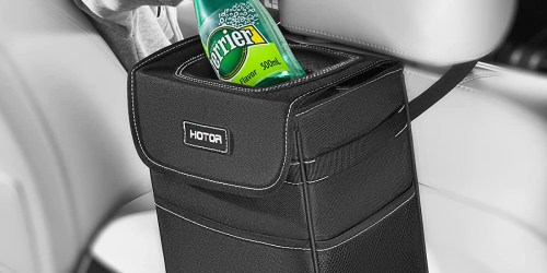 Car Trash Can w/ Storage Pockets Only $8.46 on Amazon | Holds Drinks, Snacks & More