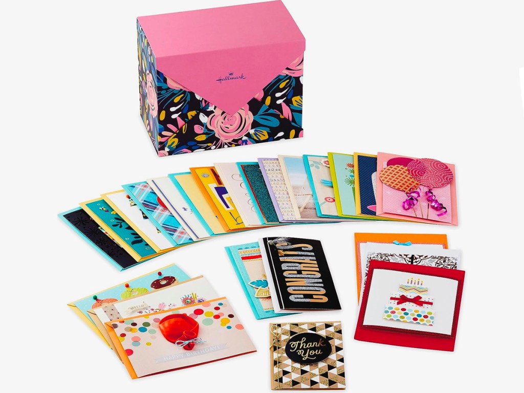 Hallmark Handmade Greeting Card Organizer Box w: 24 Cards in Modern Floral