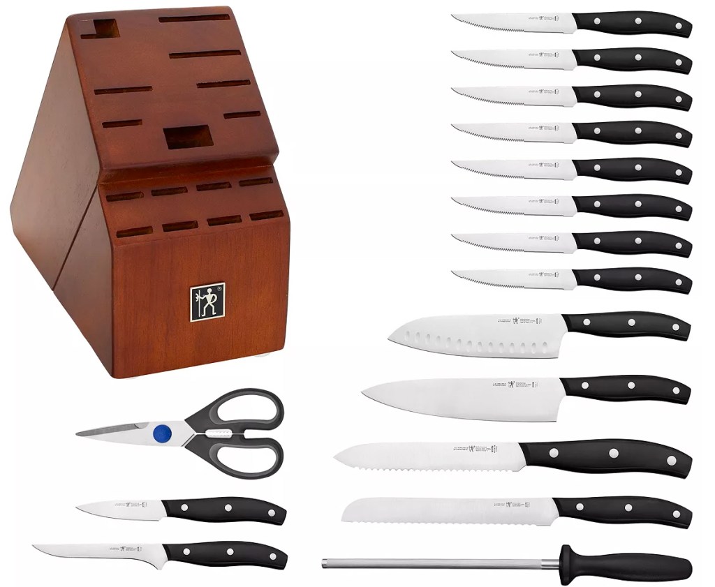 kitchen knives and wood block set