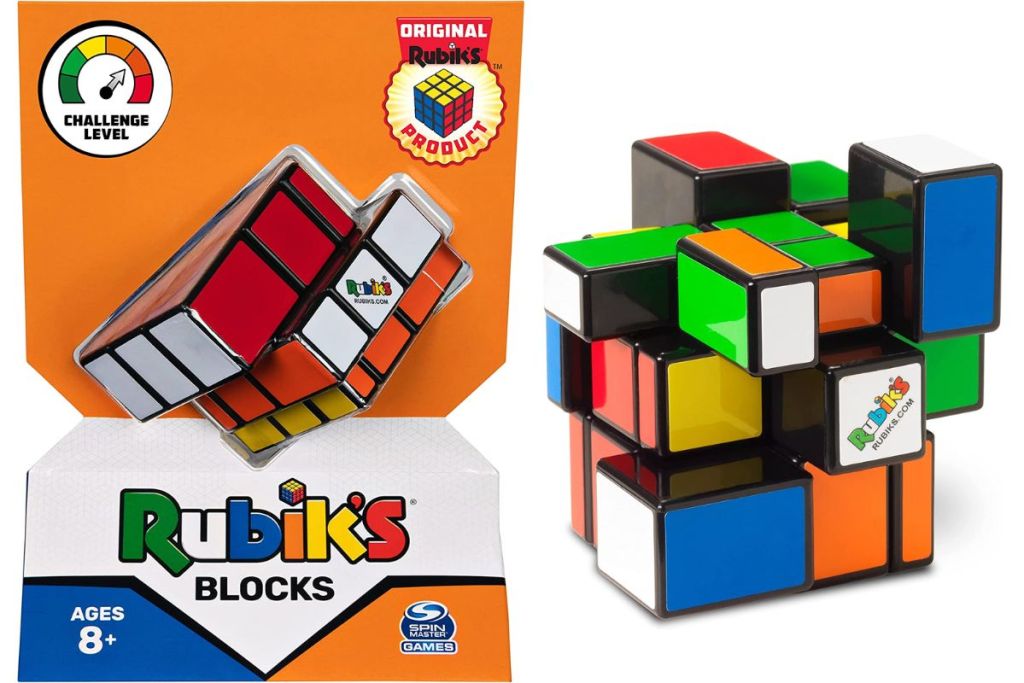 Rubki's Blocks 3x3 Puzzle Cube Game in Packaging and Also shown out of packaging