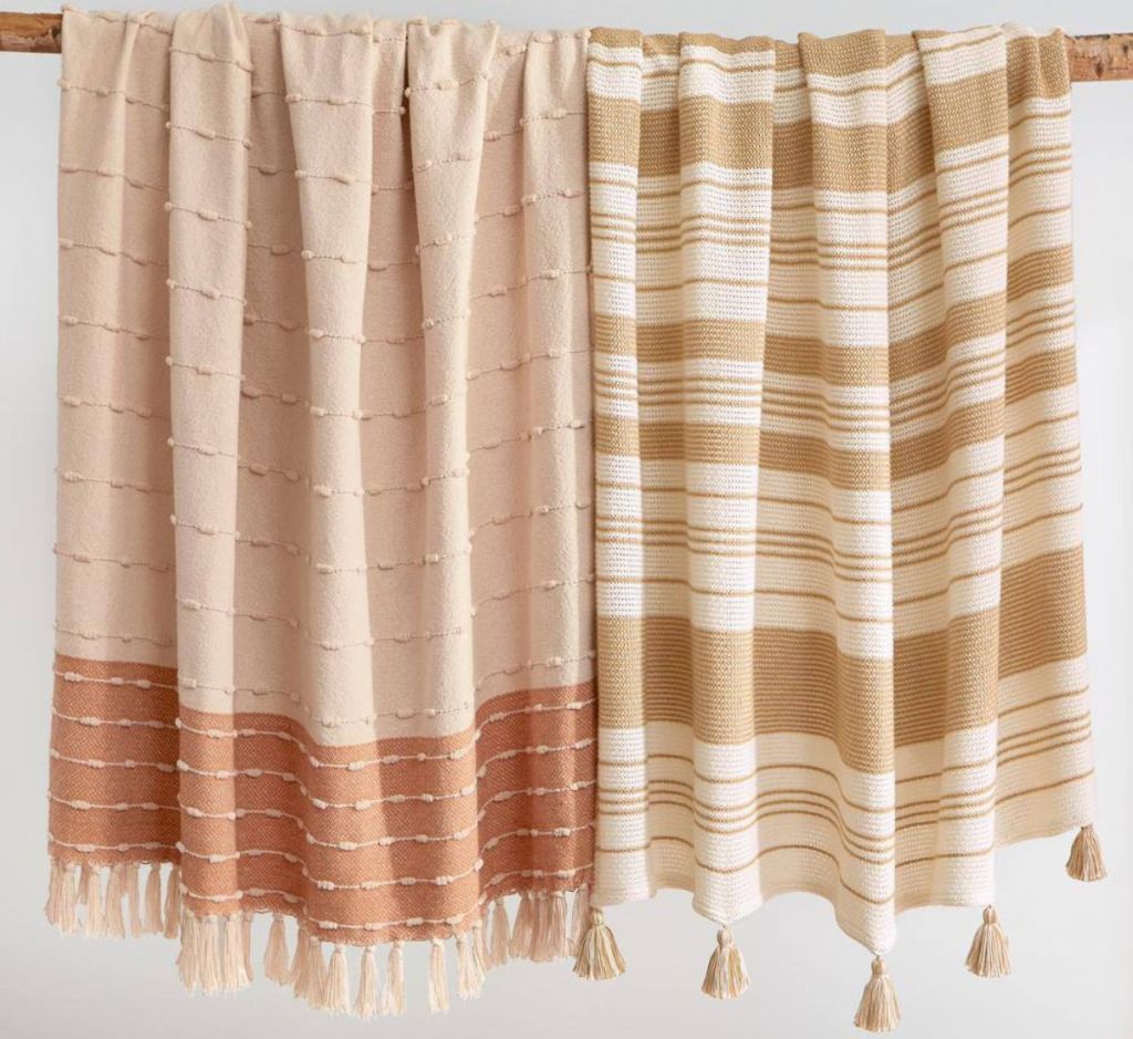 Home Decorators Collection Border Stripe Turkish Throw Blanket with Fringe