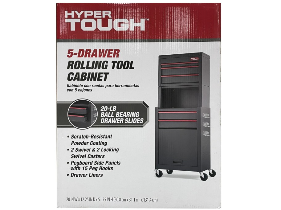 Hyper Tough 20-In 5-Drawer Rolling Tool Chest & Cabinet Combo in its box