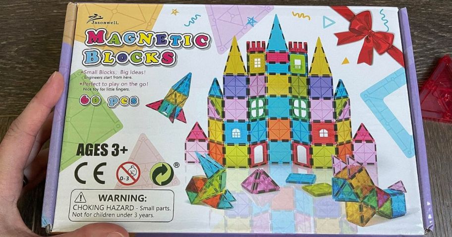 A box of Jasonwell Magnetic Tiles 60-Piece Set