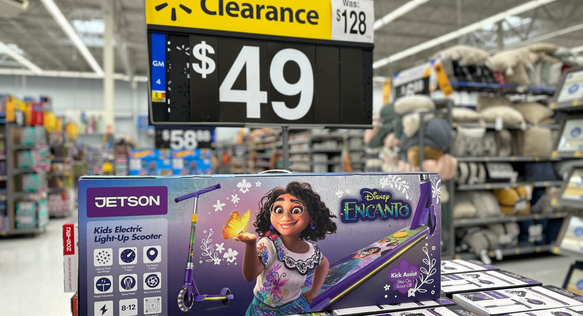 Disney Encanto Kids' Electric Jetson Scooter on clearance rack at walmart