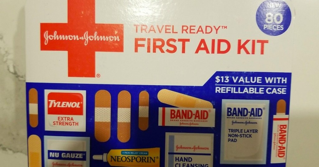 Johnson & Johnson Travel Ready Portable Emergency First Aid Kit 