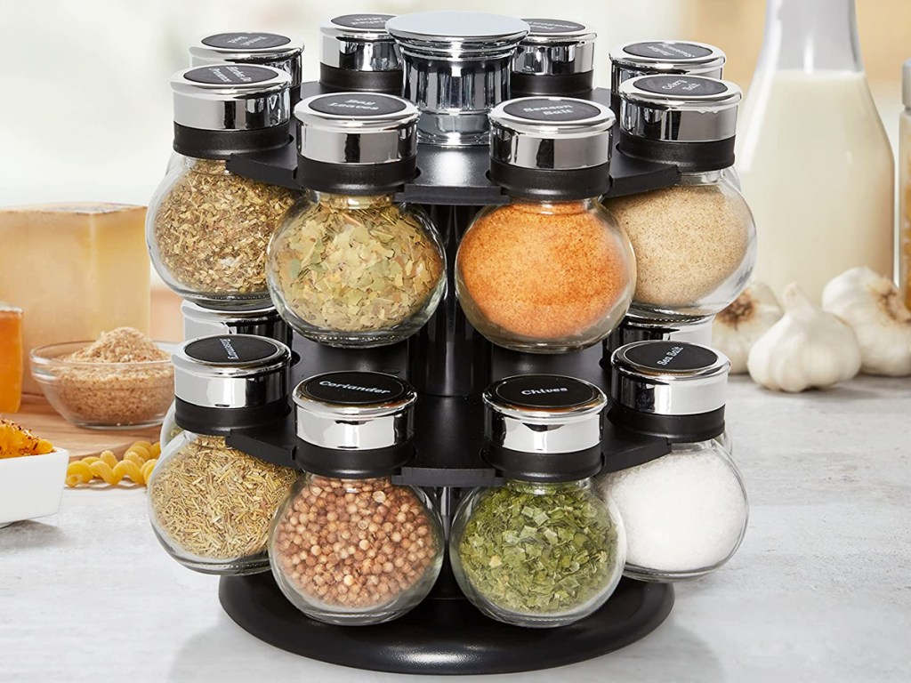 Kamenstein 20 Jar Revolving Stainless Steel Spice Rack with Free Spice  Refills for 5 Years