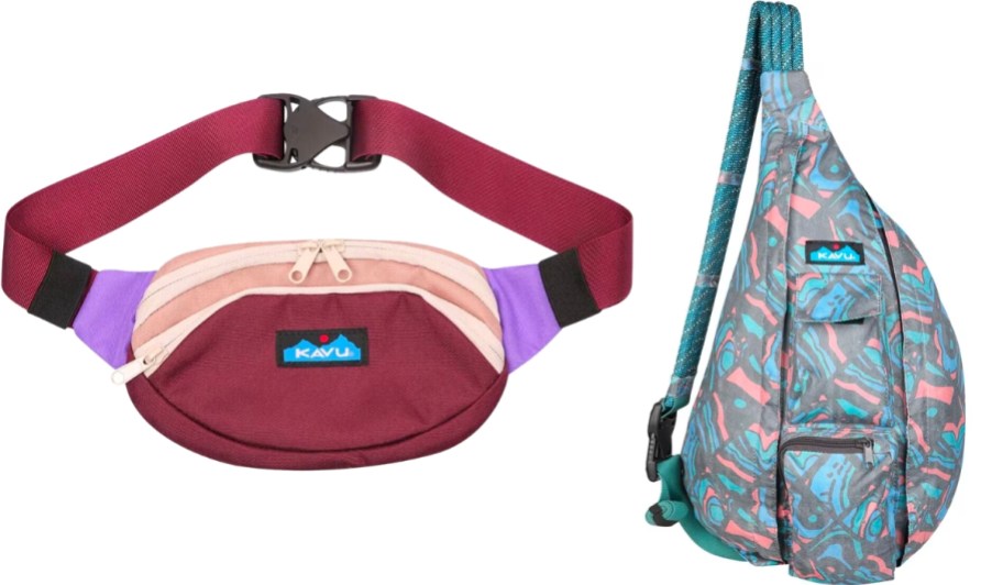 kavu waist pack and rope sling bag