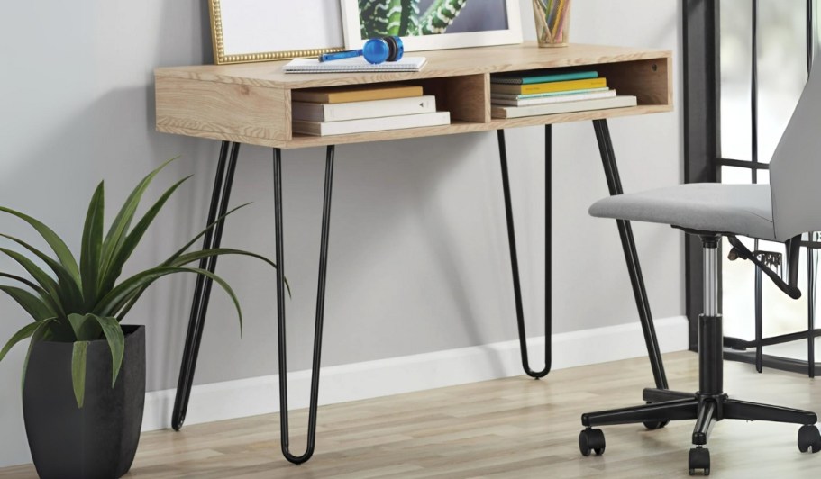 Mainstays Hairpin Writing Desk Just $29 on Walmart.com | Perfect for Small Spaces!