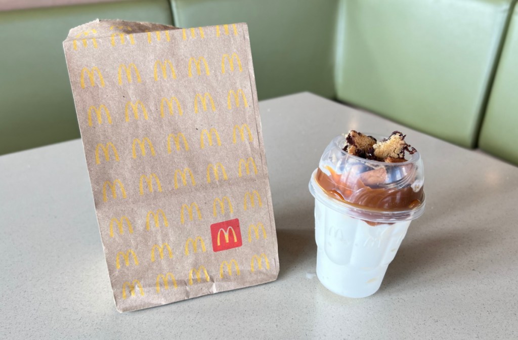 A Mcdonalds sundae topped with crumbled cookie is a McDonald's Hack for a McFlurry or Blizzard