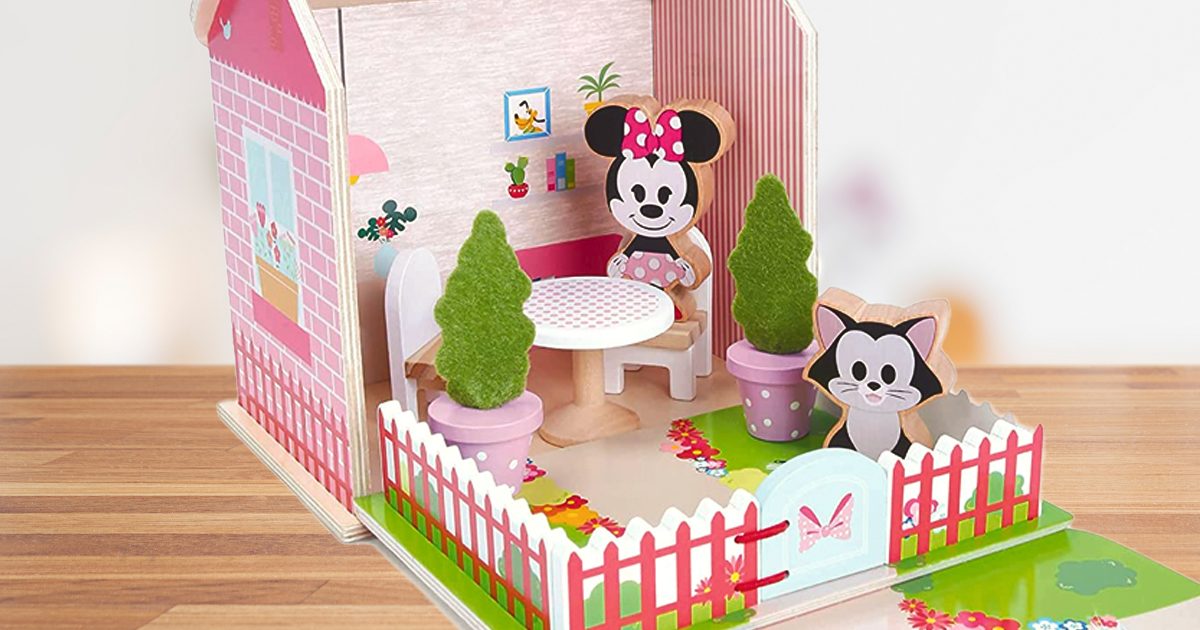  Disney Wooden Toys Minnie Mouse Carry Along House 8-Piece  Figures and Playset, Officially Licensed Kids Toys for Ages 3 Up,   Exclusive : Toys & Games