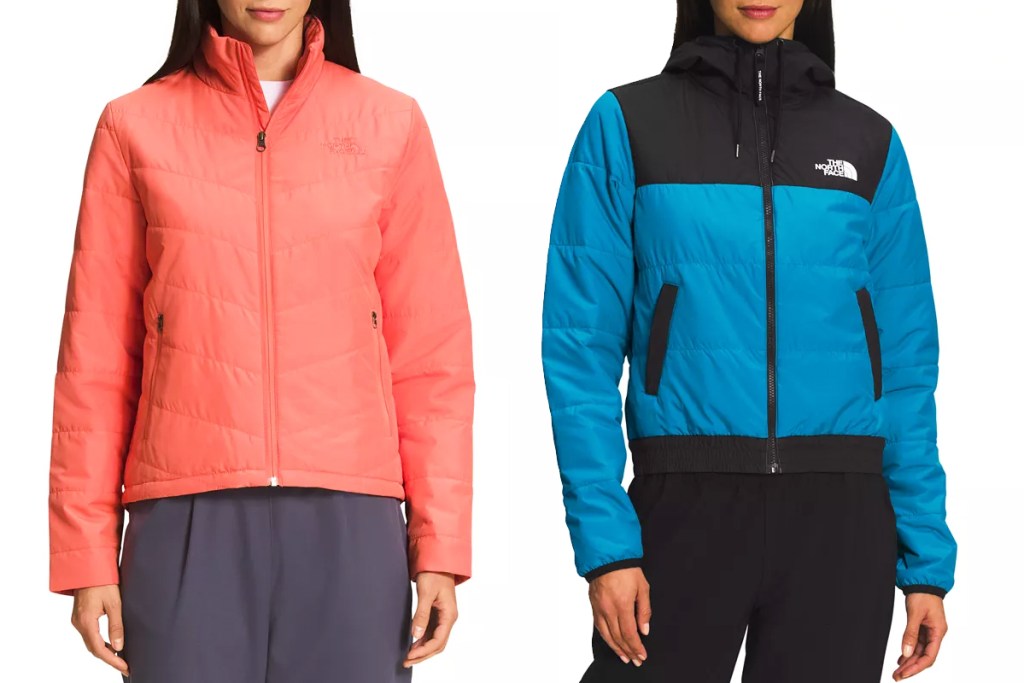 two women modeling north face jackets