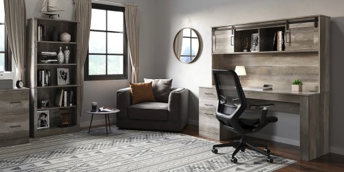 Rustic Mid-Century Desk AND Hutch Only $269.99 Delivered on Office Depot (Reg. $500) – Ends Tonight!