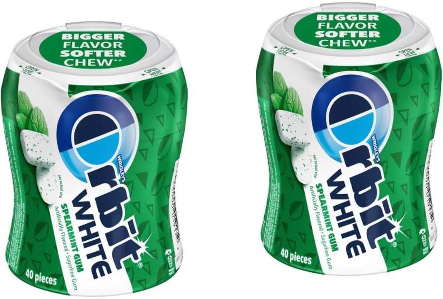 two 40-piece bottles of Orbit Spearmint Chewing Gum