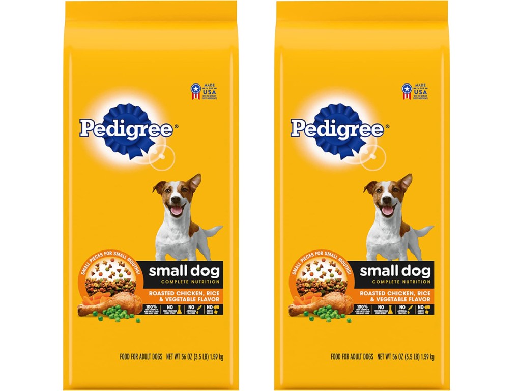 Pedigree Small Dog Complete Nutrition Two bags of Roasted Chicken, Rice & Vegetable Flavor 3.5 lb. Bag