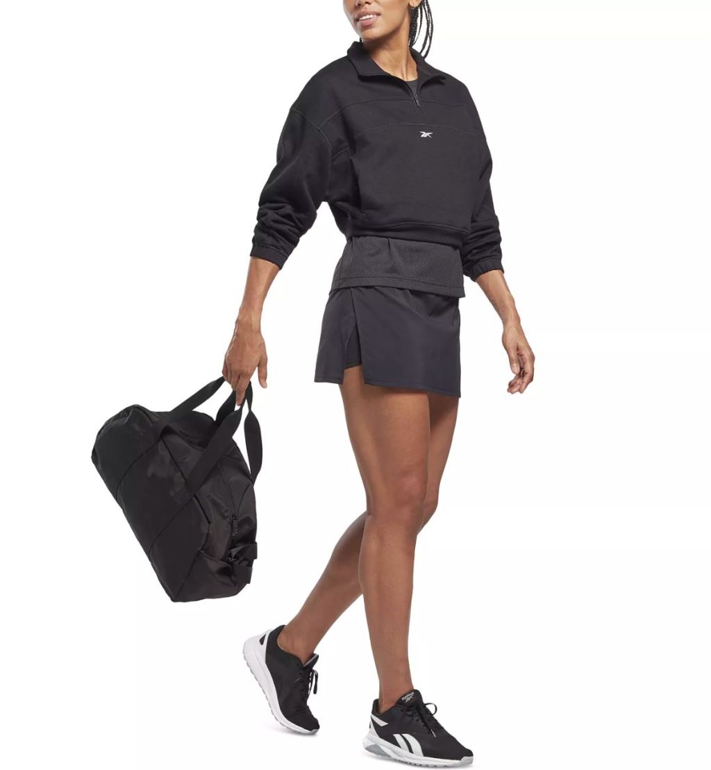 REEBOK Women's Workout Ready Quarter-Zip Sweatshirt 