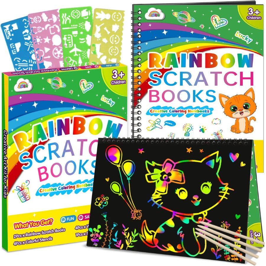 Regenbogen-Kratzpapier-Sets, Bücher