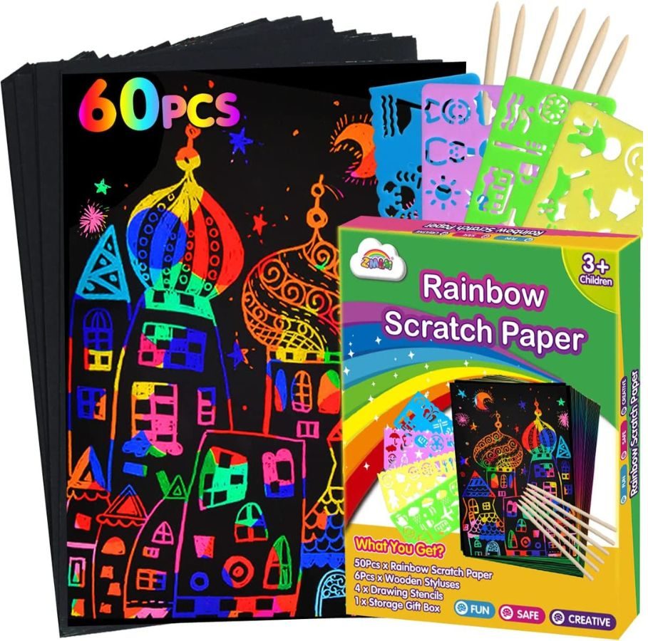 Buy JOYEZA Scratch Paper Art Set for Kids 50Pcs Rainbow Scratch