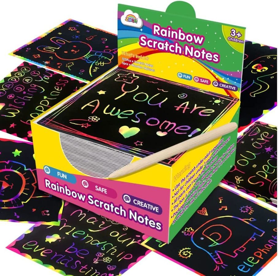 Regenbogen-Kratzpapier-Sets, Mini-Notizen