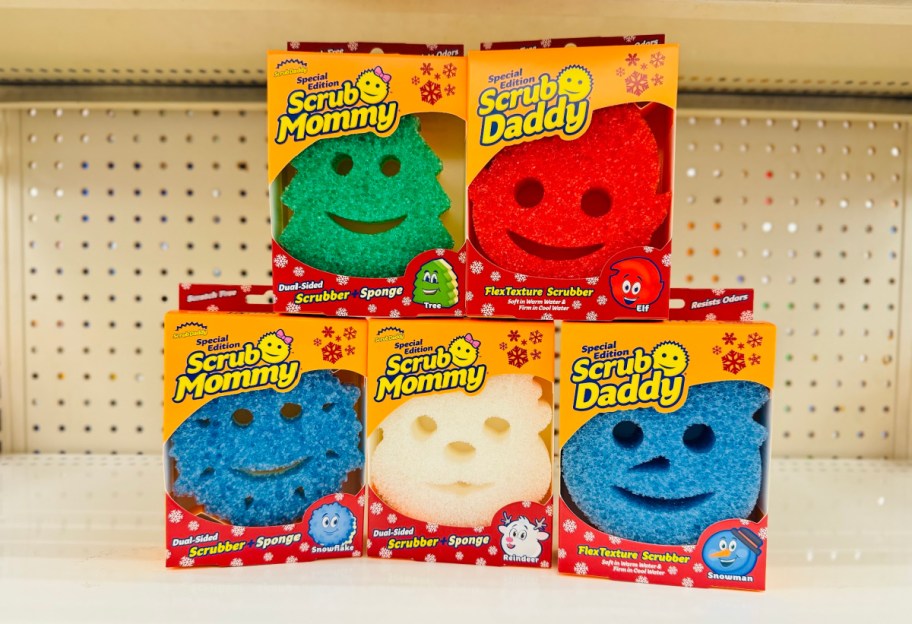 Scrub Daddy Holiday Sponges at Target in shapes like Christmas trees and snowmen