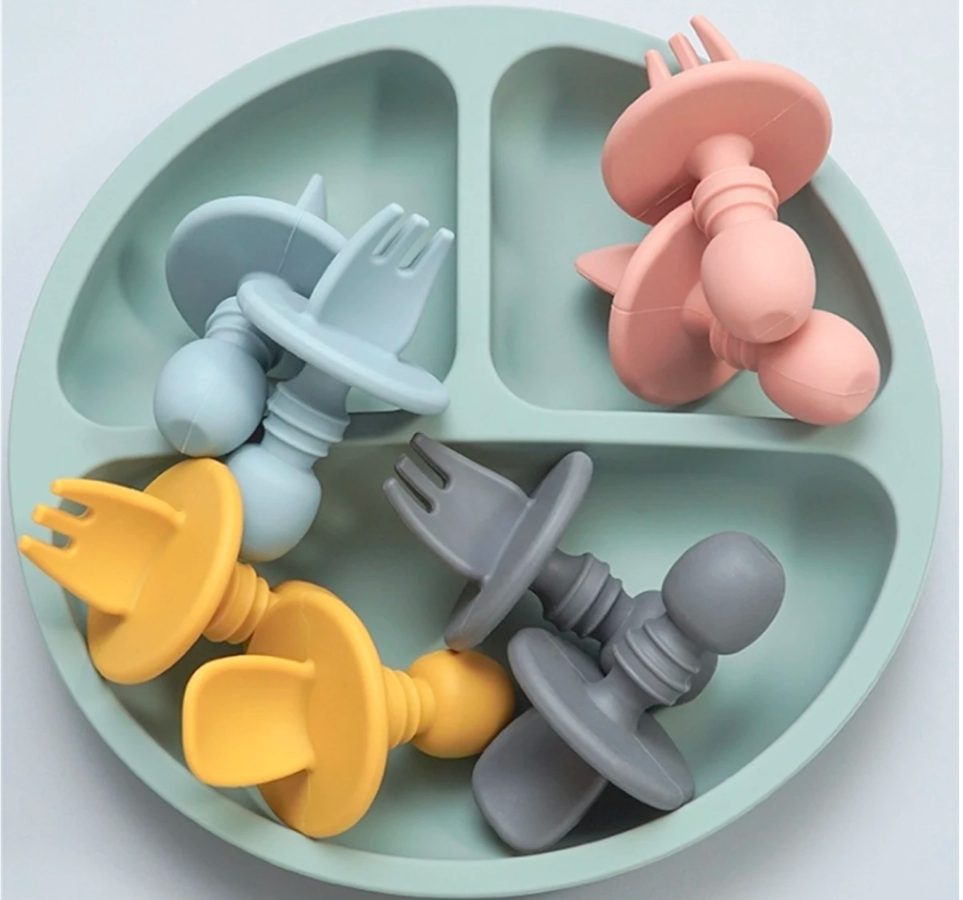 kids Silicone Suction Plate Set with utensils