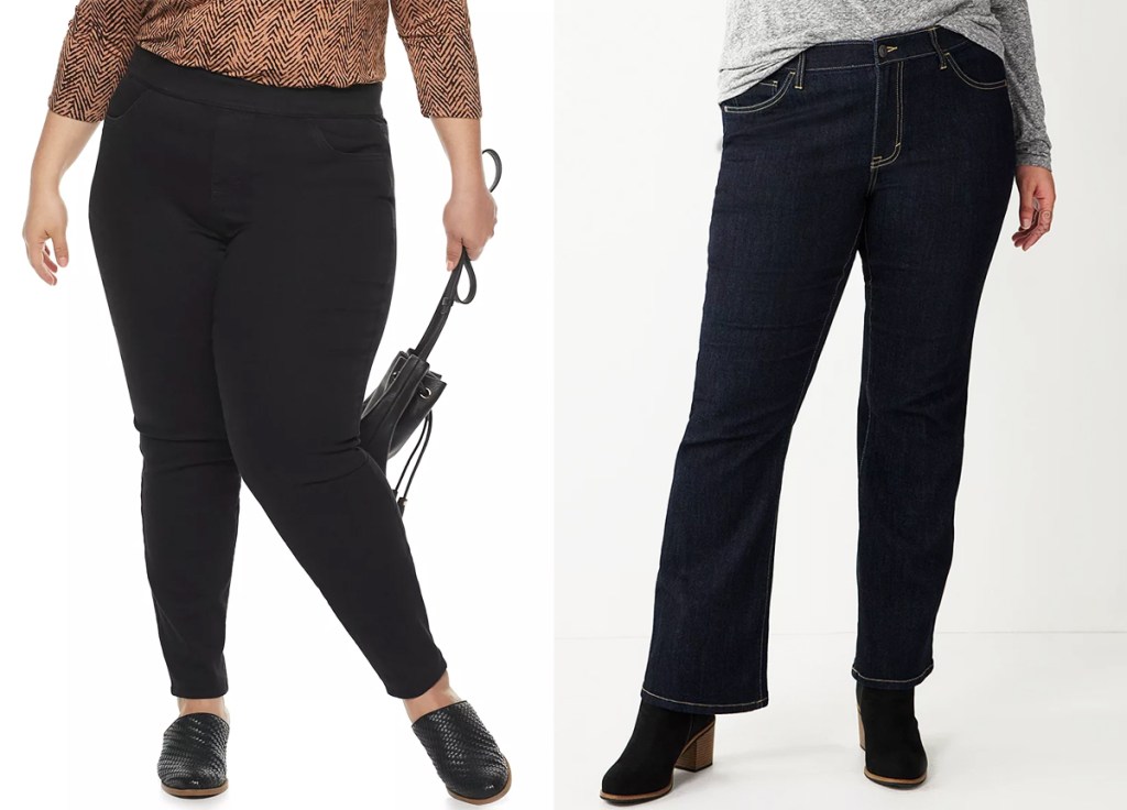two women modeling black jeans