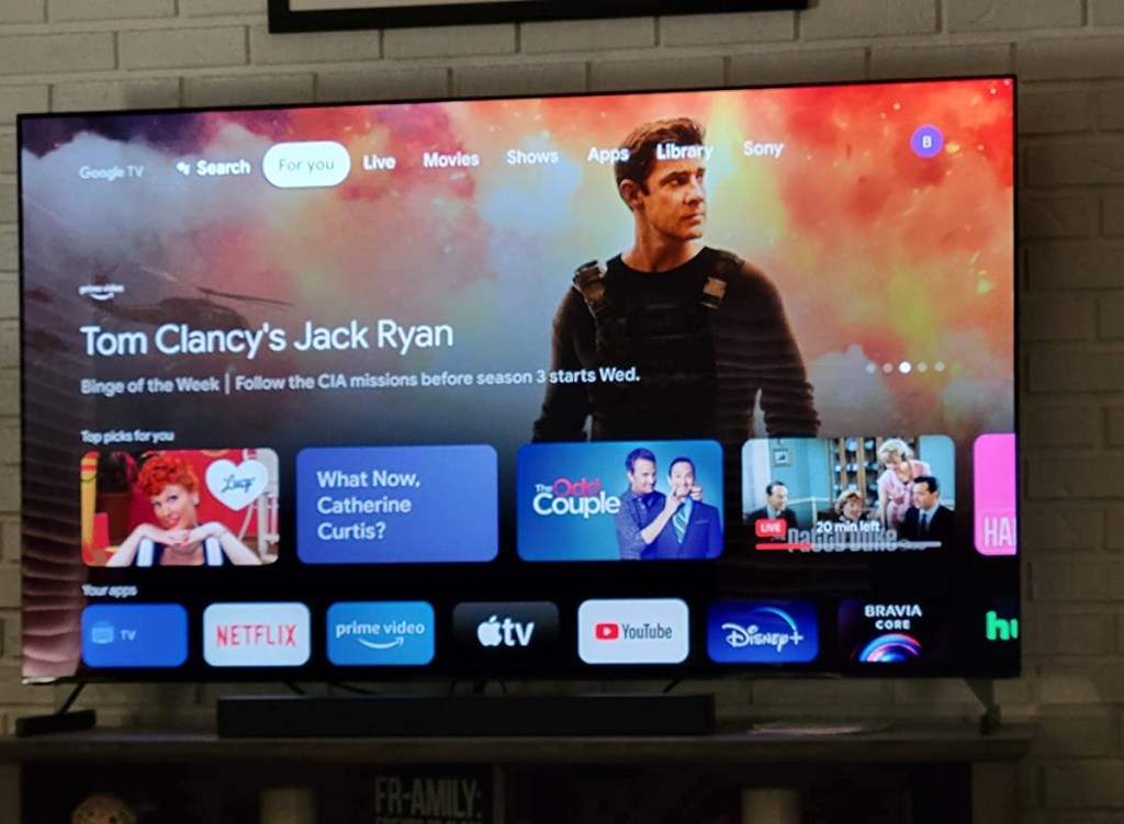 Sony A90J smart TV on stand
