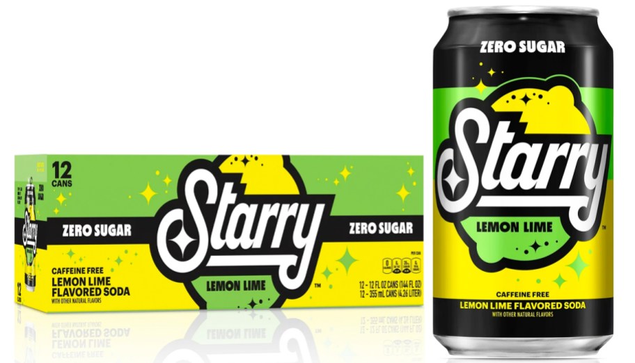 can and box of Starry Zero Sugar Lemon Lime Soda