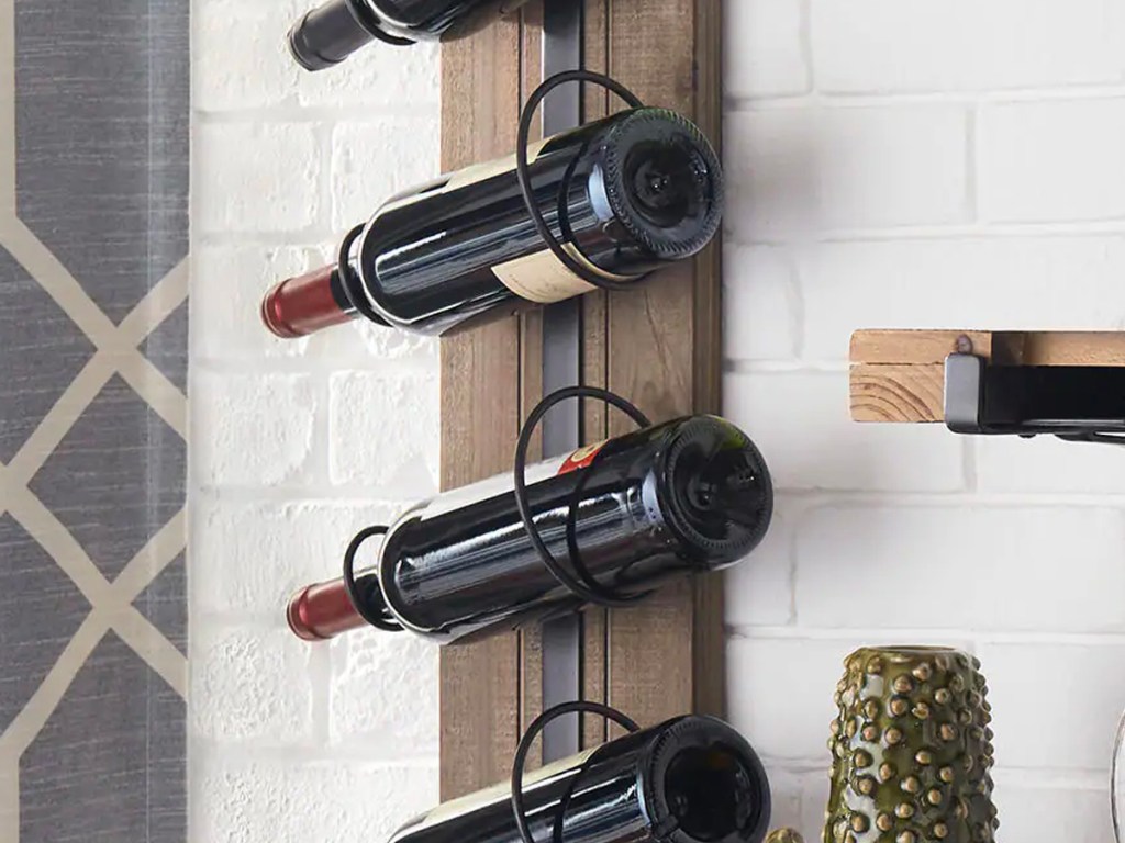 StyleWell Wood Vertical Wall Mounted Wine Rack