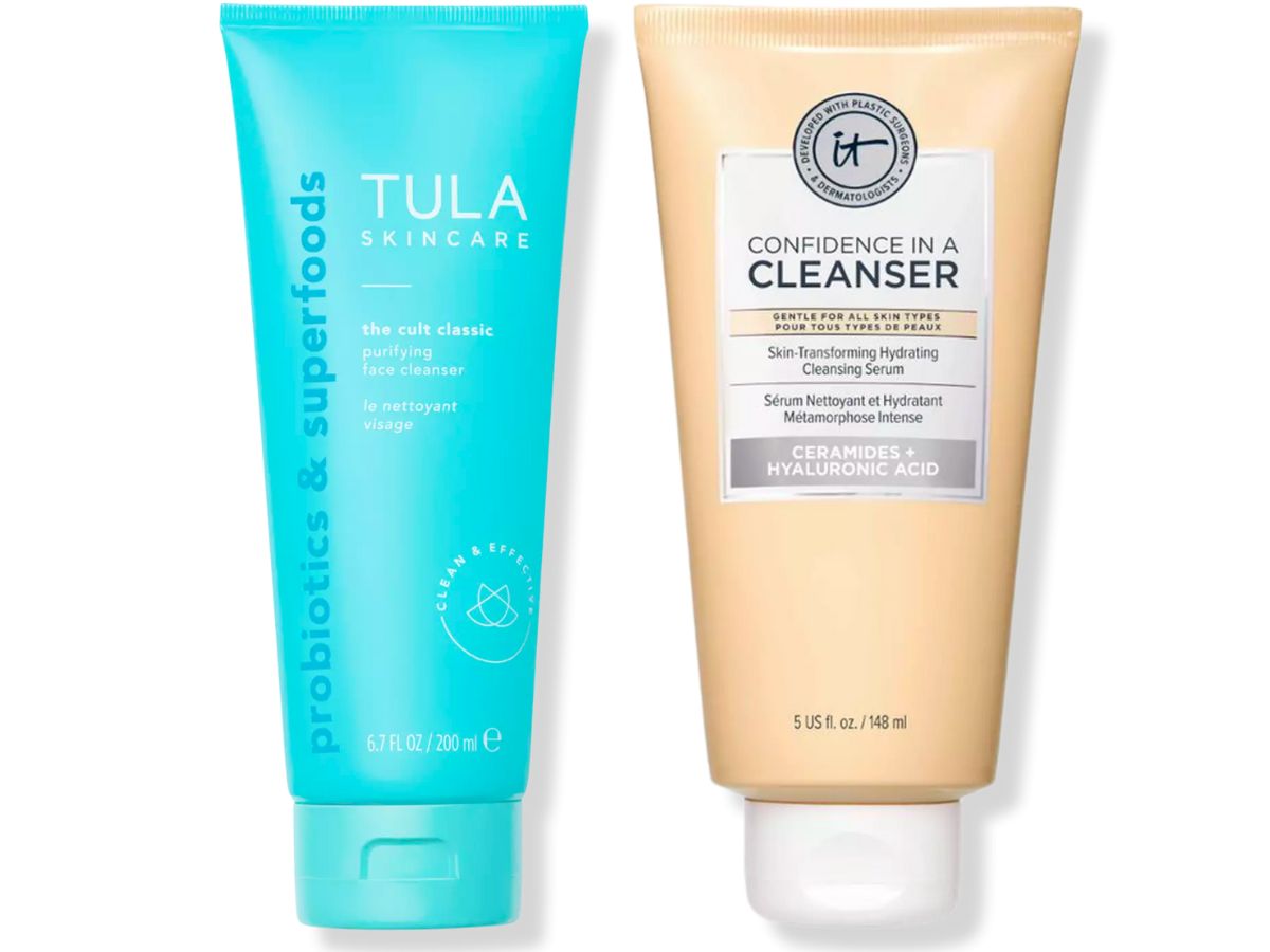 TULA The Cult Classic Purifying Face Cleanser IT Cosmetics Confidence in a Cleanser Gentle Face Wash stock images 
