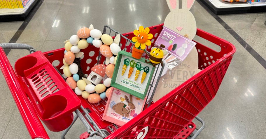 Target Easter Decor in a shopping cart
