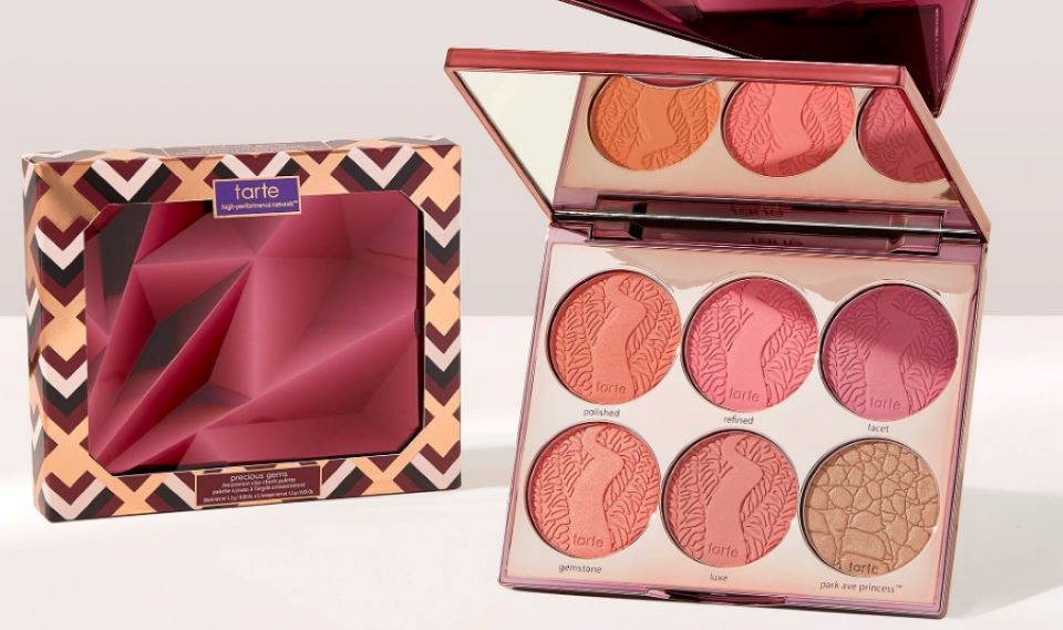 Tarte cheek palette open and a closed palette next to it