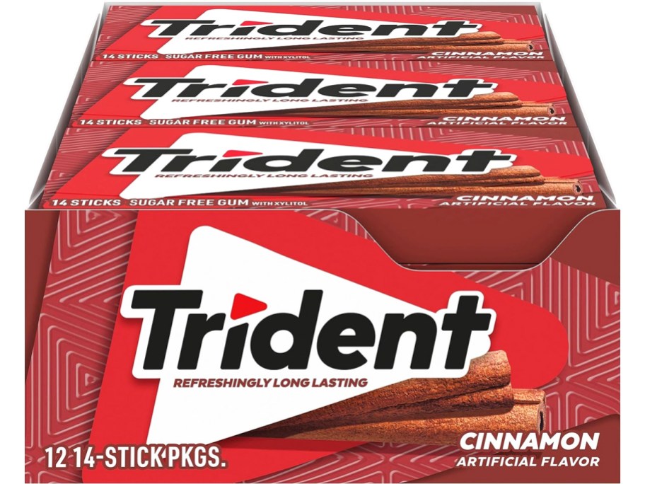 box of trident gum in cinnamon flavor