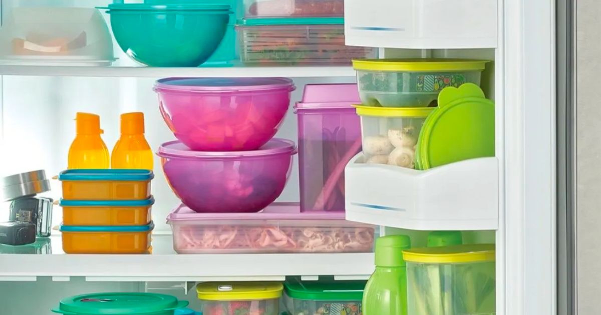 Tupperware in a fridge