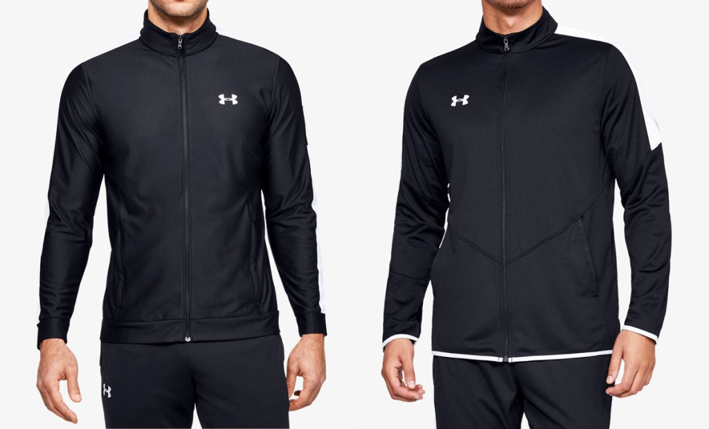 two men in black under armour jackets