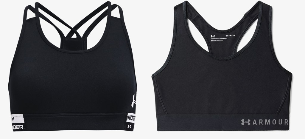 two black under armour sports bras