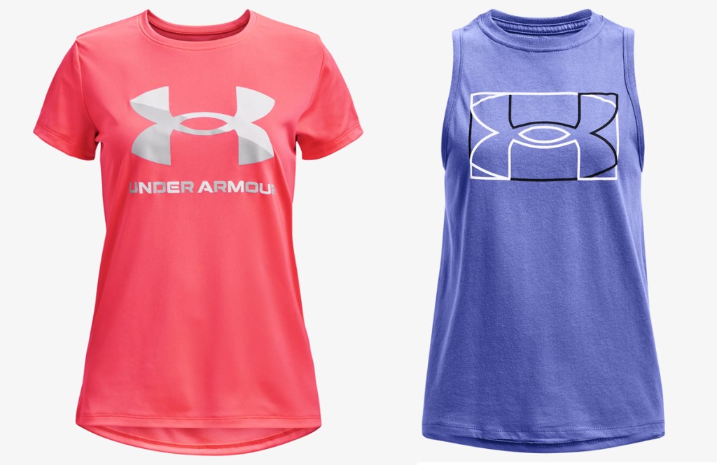 pink and purple under armour tops