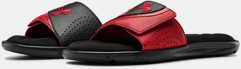 Stock image of a pair of Under Armour slides for men
