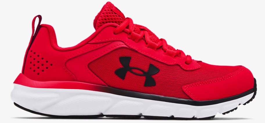 red and black under armour running shoe