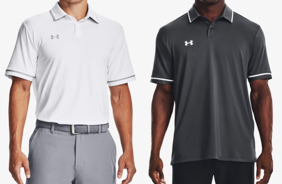men in white and grey polo shirts