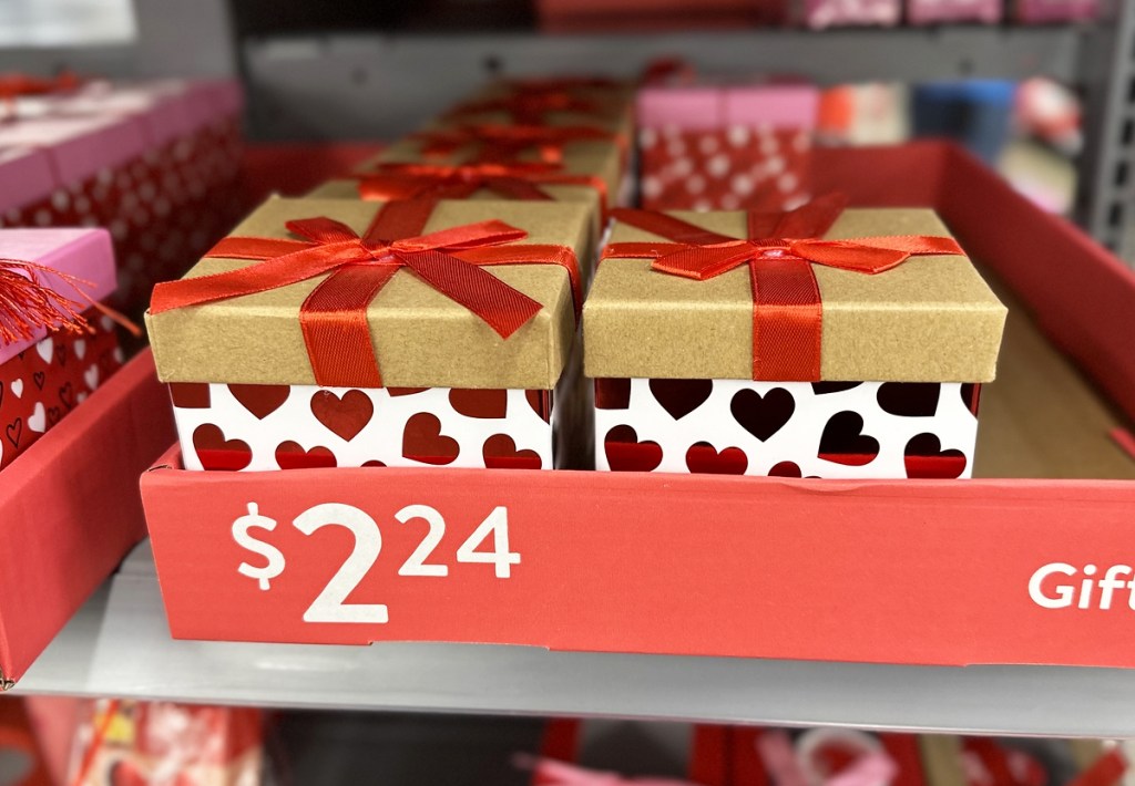 valentines day gift boxes on walmart display