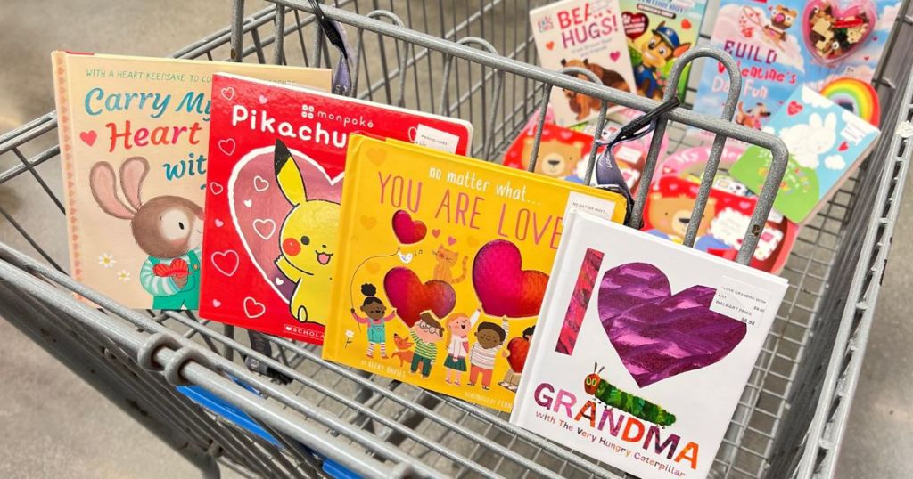Walmart Cart full of Valentine's Day Books
