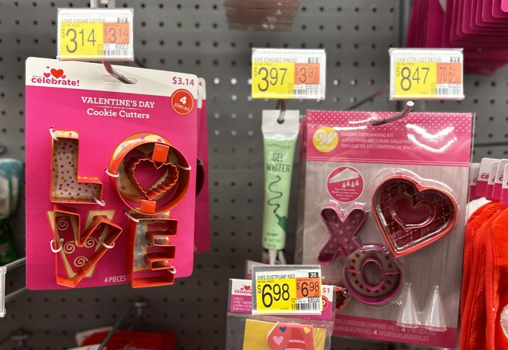 valentine's day cookie cutters on walmart display