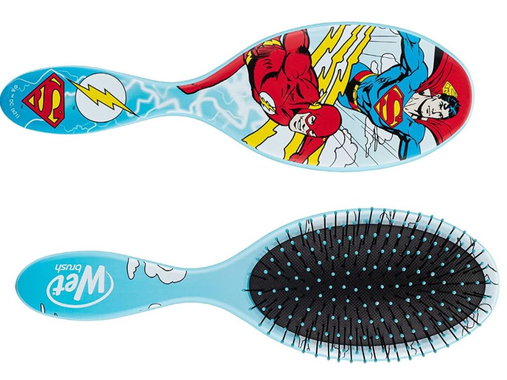 Hairbrush with pictures of Superman and The Flash