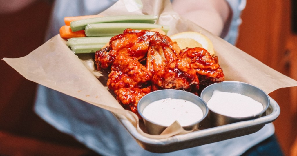 order of Buffalo wings with celery and ranch