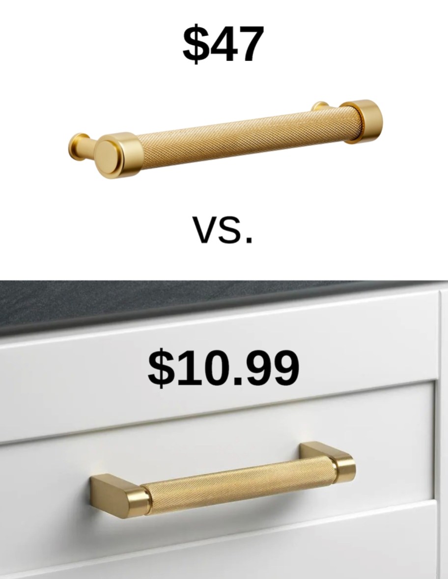 price comparison of identical gold drawer pulls