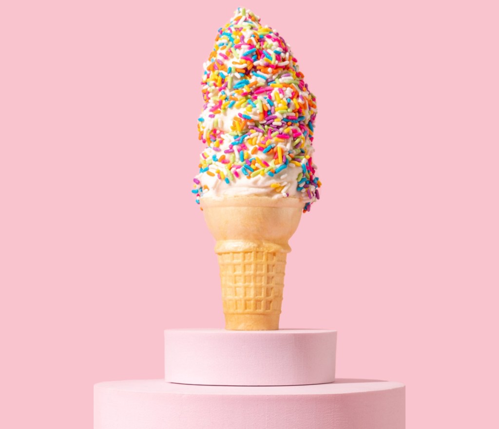 carvel is a place to get free stuff for your birthday like this ice cream cone with sprinkles