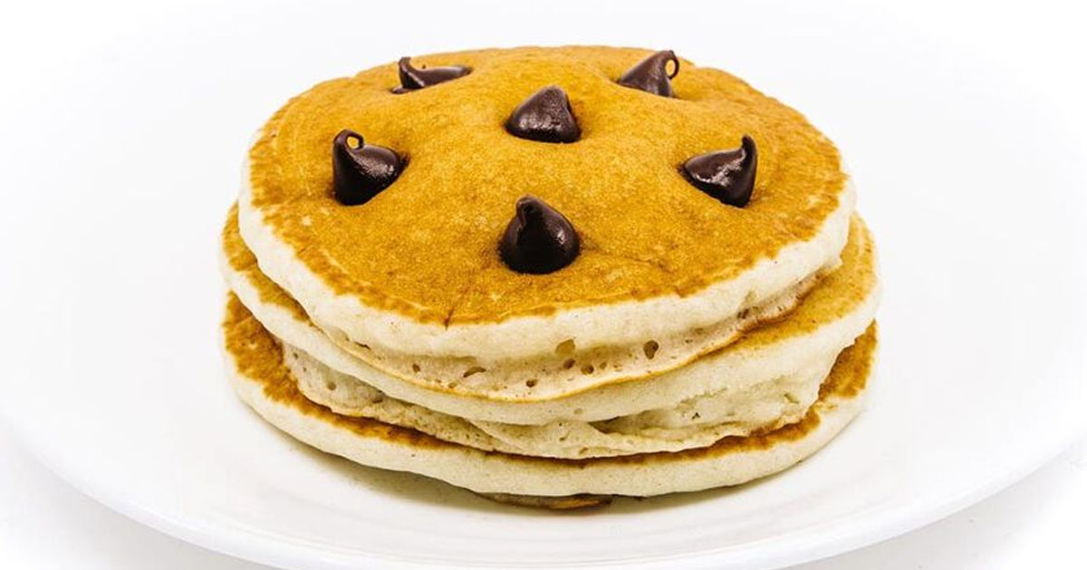stack of chocolate chip pancakes on plate