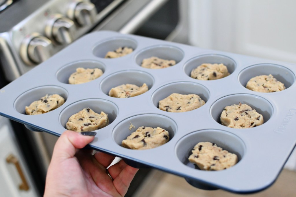 cookie dough in muffin pan