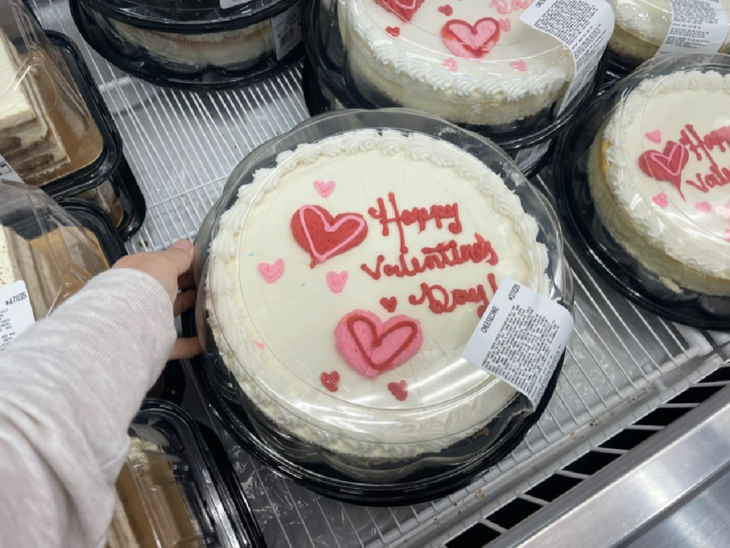 valentines day cheesecakes on display at costco