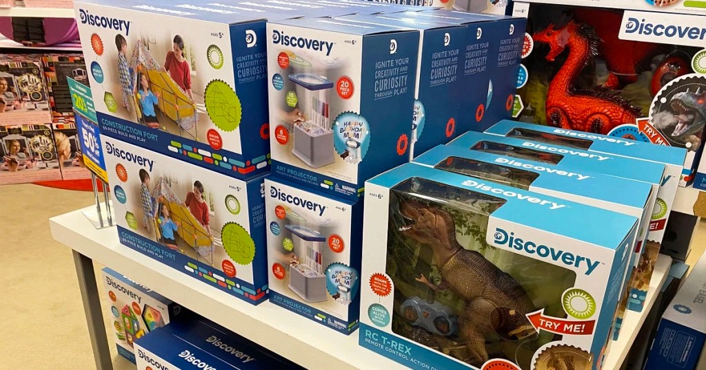 discovery kids toys on table in store